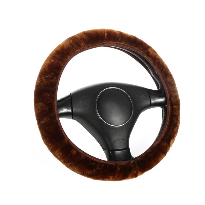 Оплетка на руль меховая мультиразмер, рыжий суперпушистая