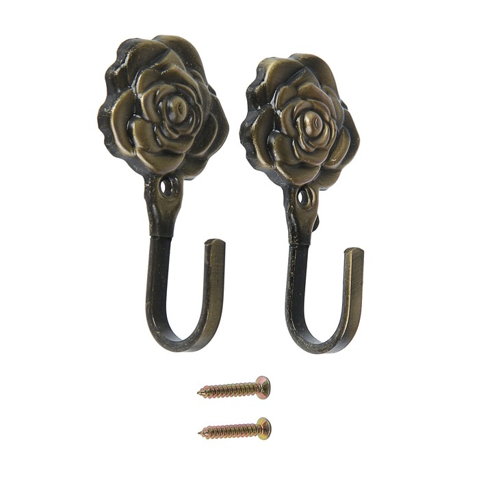 Крючок для штор KS001, однорожковый, цвет бронза