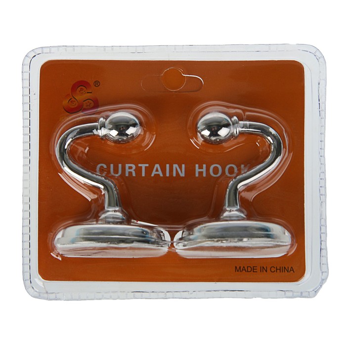Крючок для штор KS005, однорожковый, цвет хром