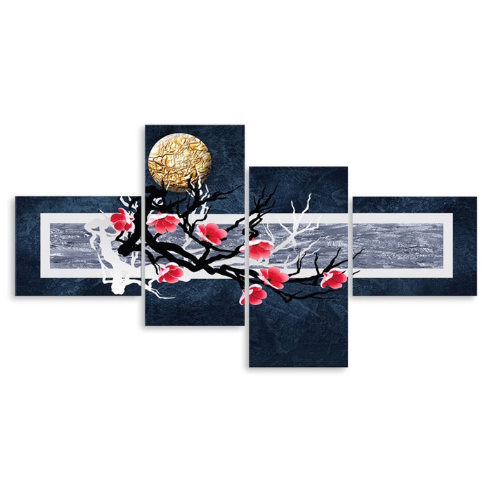 Модульная картина "Ветка сакуры" 150*75 см