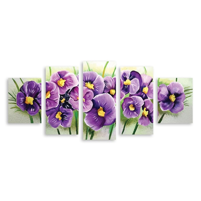 Модульная картина "Фиалки" 150*65 см