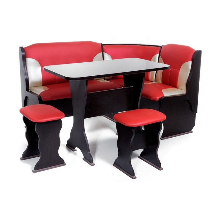 Кухонный уголок Орхидея 1500х1100х840 Венге/Красный/Беж