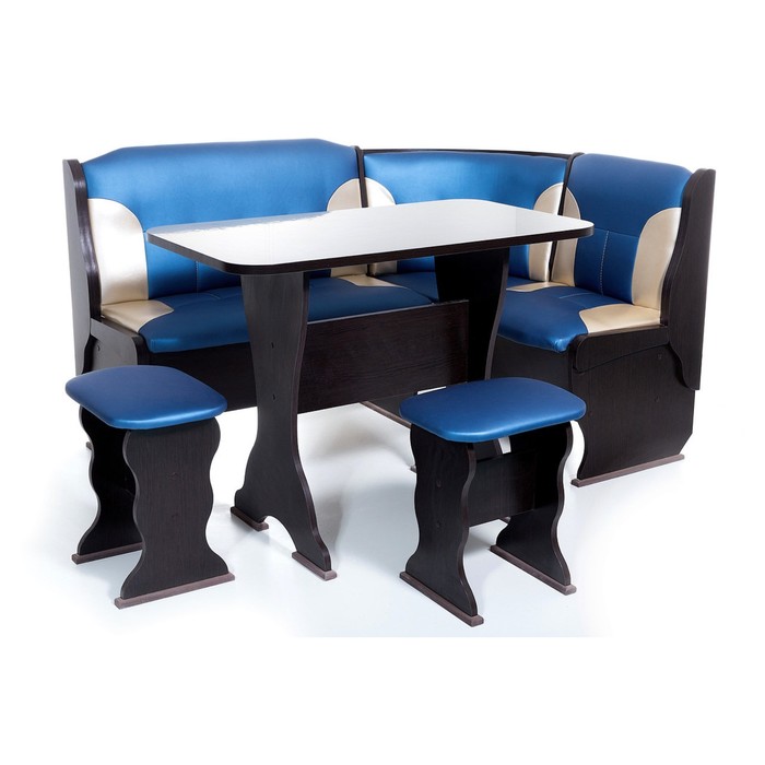 Кухонный уголок Орхидея 1500х1100х840 Венге/Синий/Беж