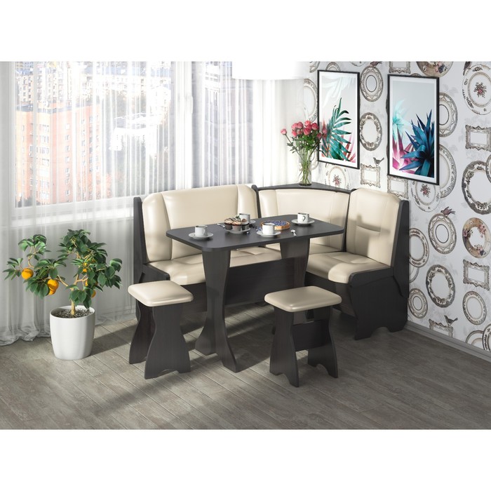 Кухонный уголок Орхидея 1500х1100х840 Венге/Крем