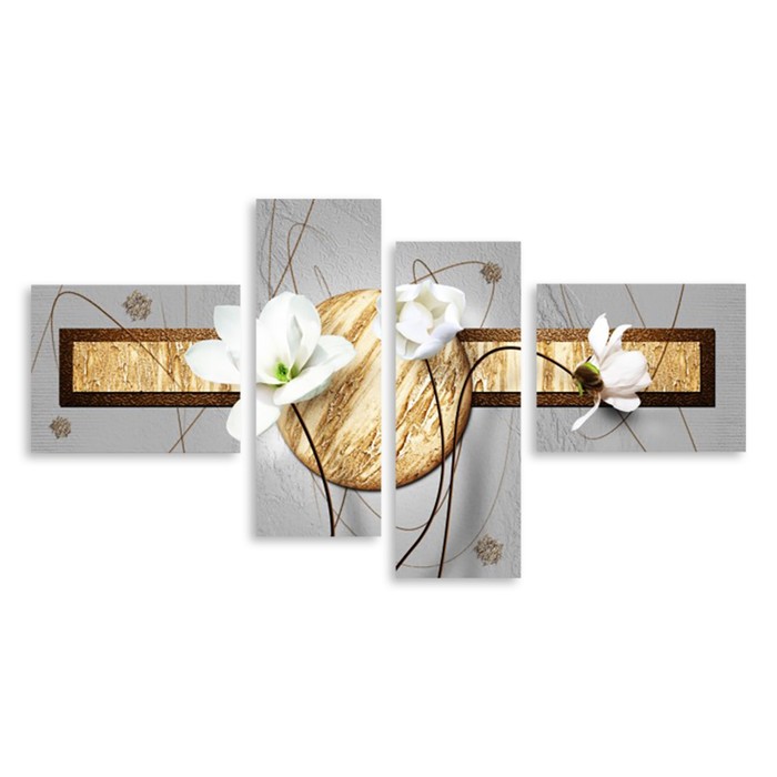 Модульная картина "Белые цветы" 90*48 см