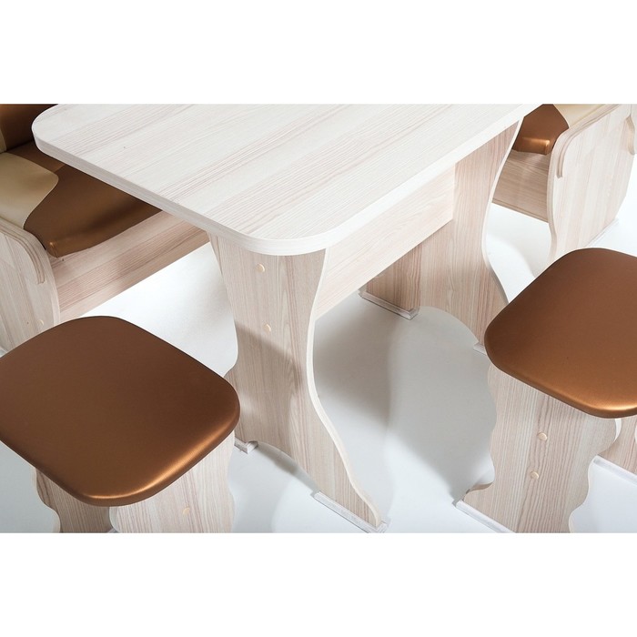 Кухонный уголок Орхидея 1500х1100х840 Ясень шимо светлый/Золото/Беж