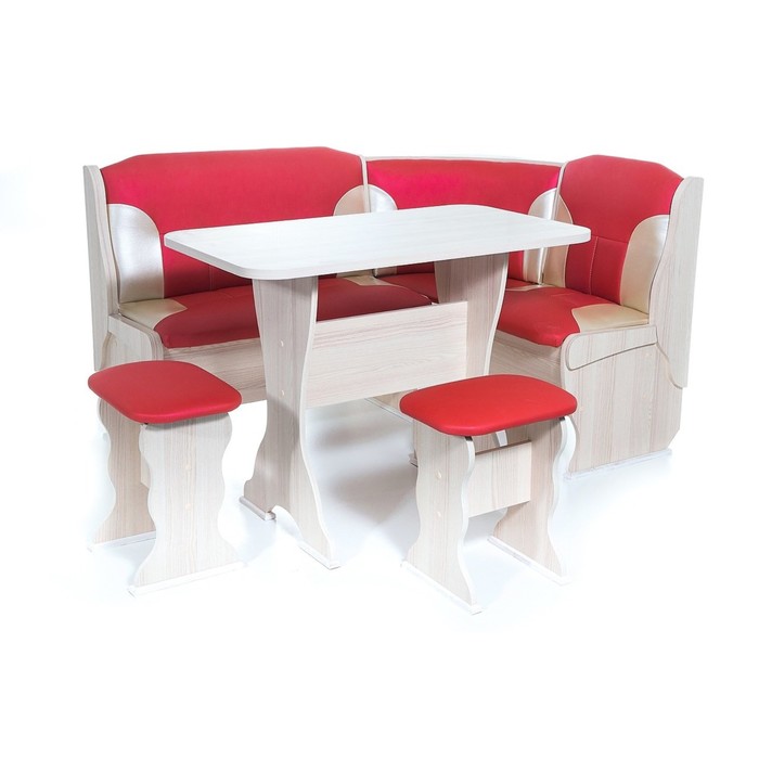 Кухонный уголок Орхидея 1500х1100х840 Ясень шимо светлый/Красный/Беж