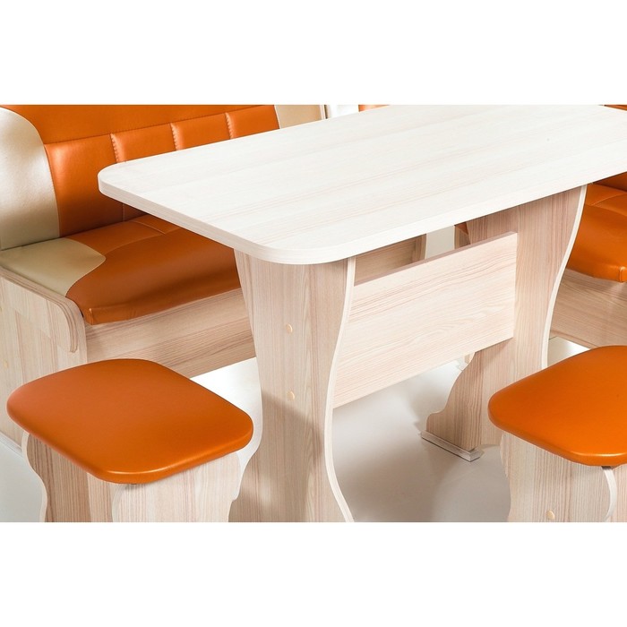 Кухонный уголок Орхидея 1500х1100х840 Ясень шимо светлый/Оранж/Беж