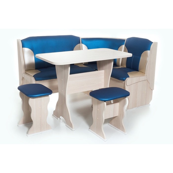 Кухонный уголок Орхидея 1500х1100х840 Ясень шимо светлый/Синий/Беж