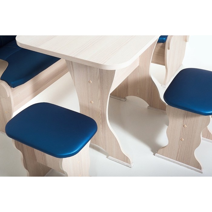 Кухонный уголок Орхидея 1500х1100х840 Ясень шимо светлый/Синий/Беж