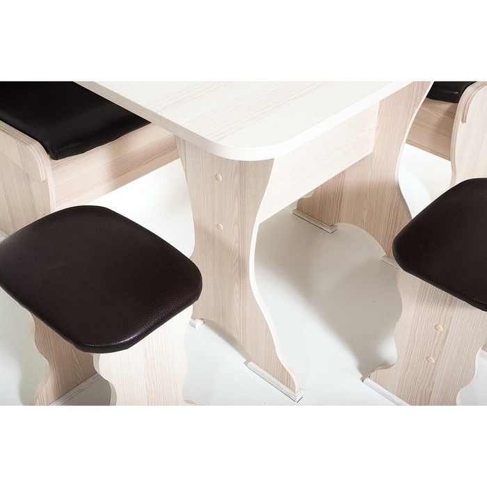 Кухонный уголок Орхидея 1500х1100х840 Ясень шимо светлый/Корич темн