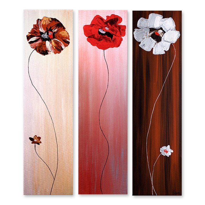 Модульная картина "Маковое трио" 150*173 см