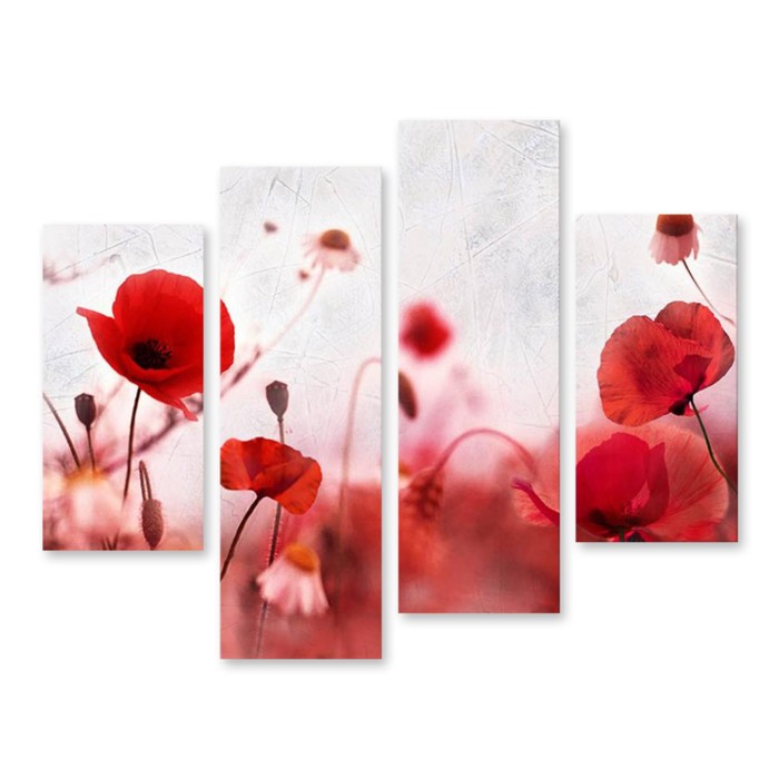 Модульная картина "Маки и ромашки" 90*70 см