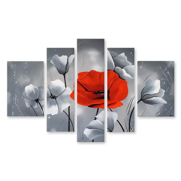 Модульная картина "Яркий мак" 90*54 см