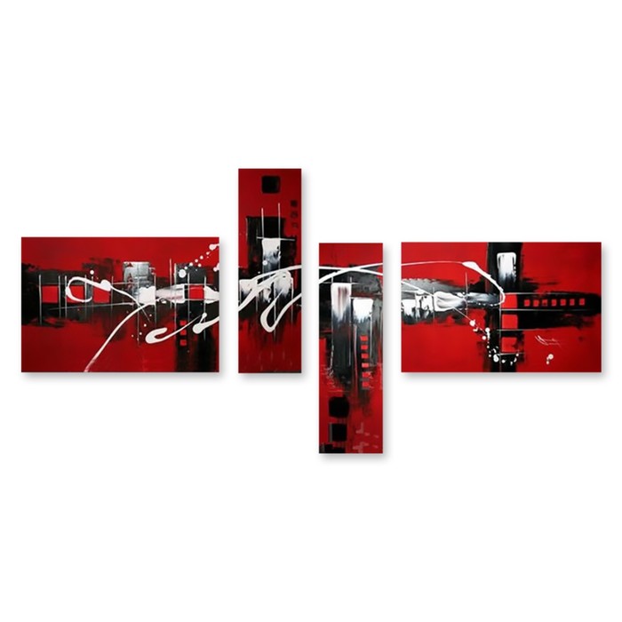 Модульная картина "Бело-чёрное на красном" 150*75 см