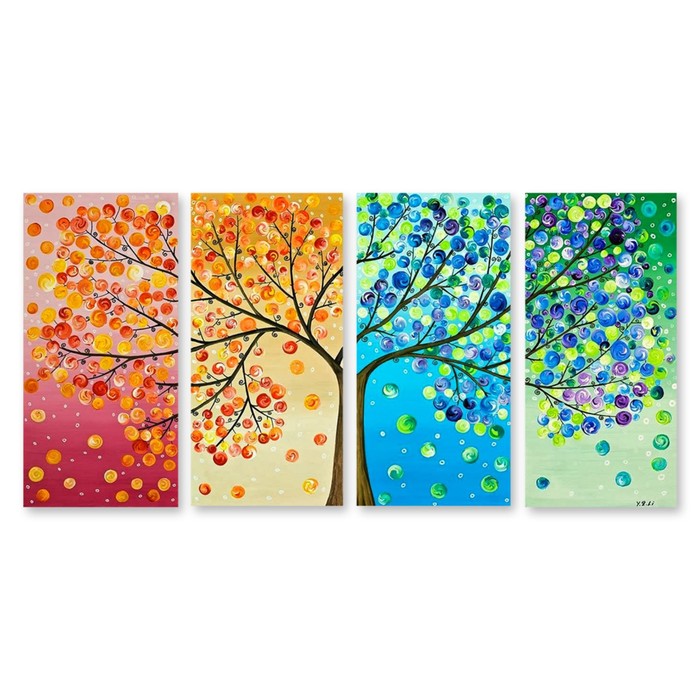Модульная картина "Красочное дерево" 150*72 см
