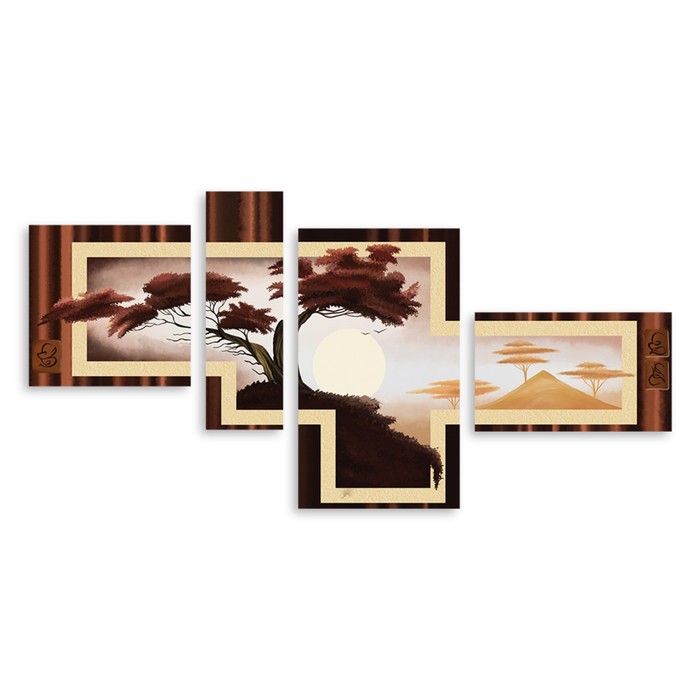 Модульная картина "Дерево на холме" 150*75 см