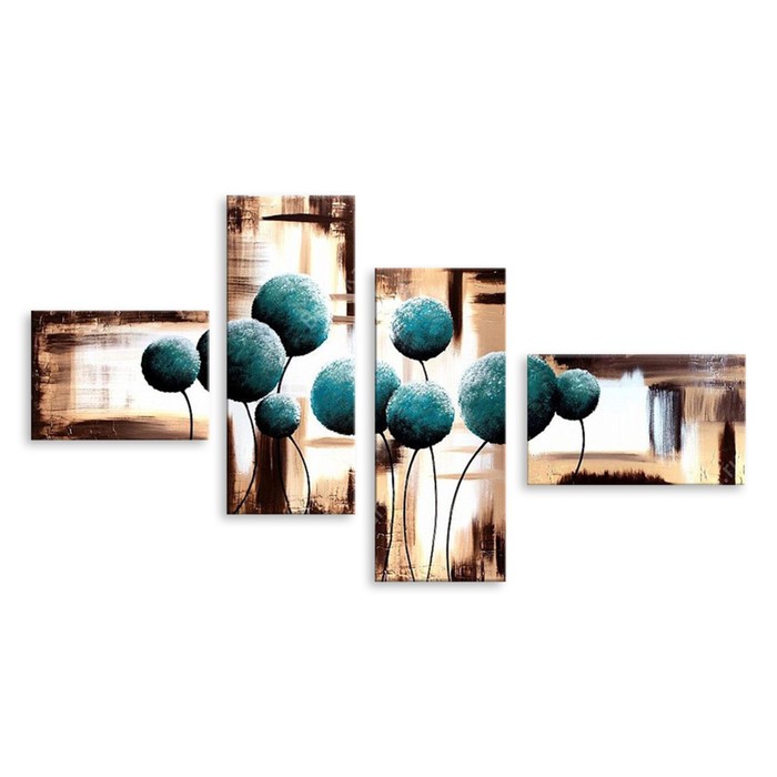 Модульная картина "Бирюзовые одуванчики" 120*68 см