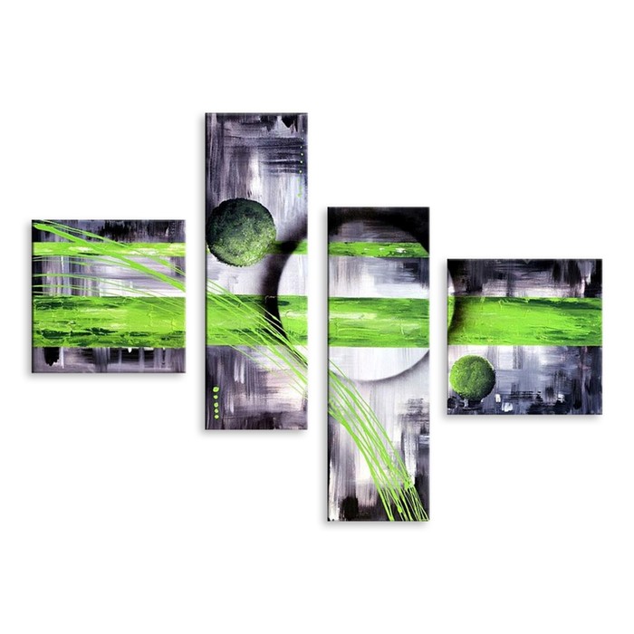 Модульная картина "Зелёное на сером" 120*91 см