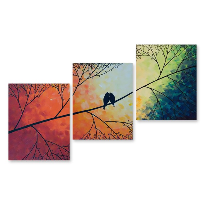 Модульная картина "Влюблённые голубки" 150*90 см