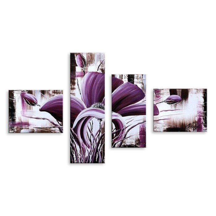 Модульная картина "Фиолетовый мак" 90*53 см