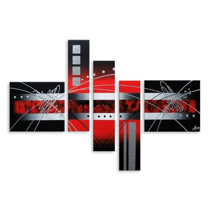 Модульная картина "Красно-серая абстракция" 120*80 см
