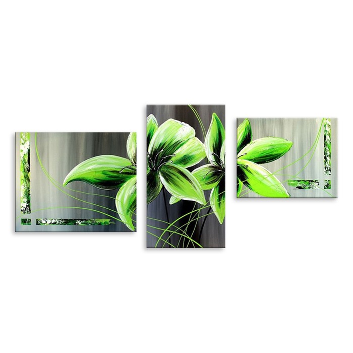 Модульная картина "Фисташковые лилии" 90*41 см