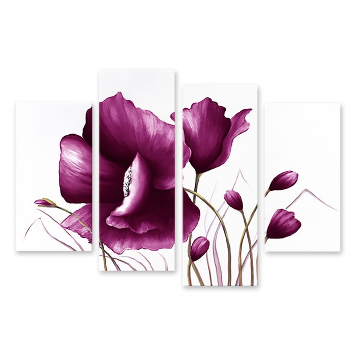 Модульная картина "Фиолетовые маки" 150*98 см