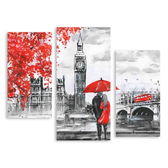 Модульная картина "Красно-серый Лондон" 120*91
