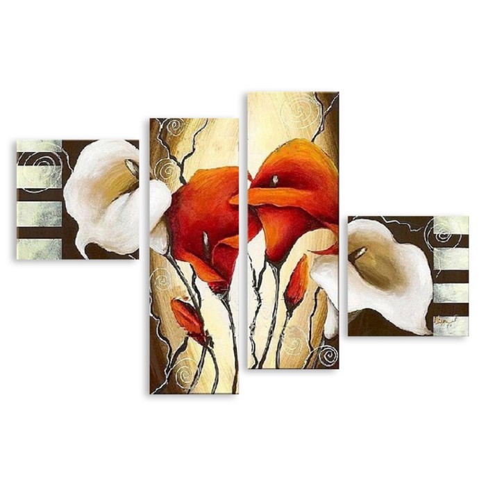 Модульная картина "Красно-белые каллы" 150*100 см
