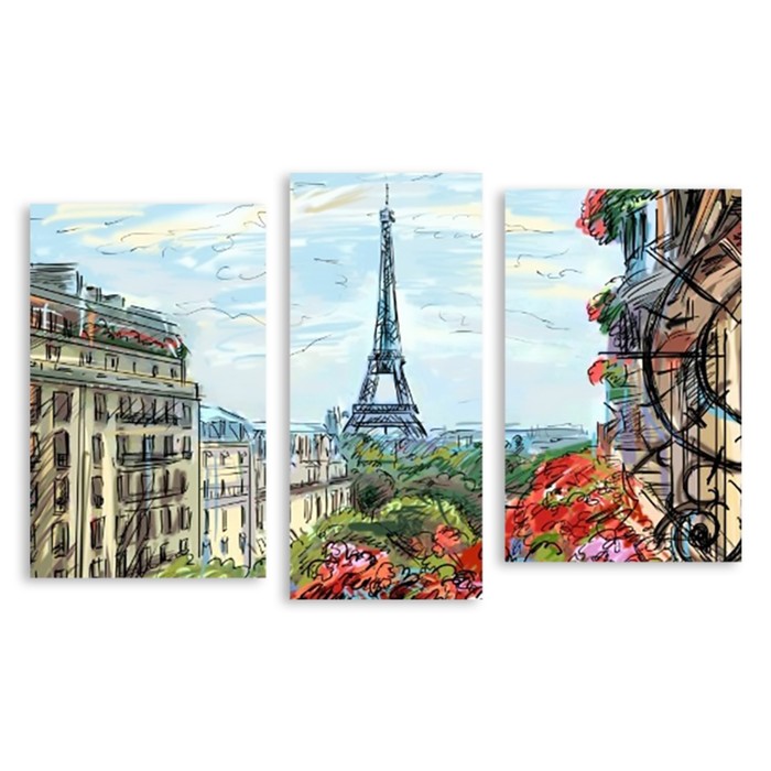 Модульная картина "Нарисованный Париж" 150*92 см