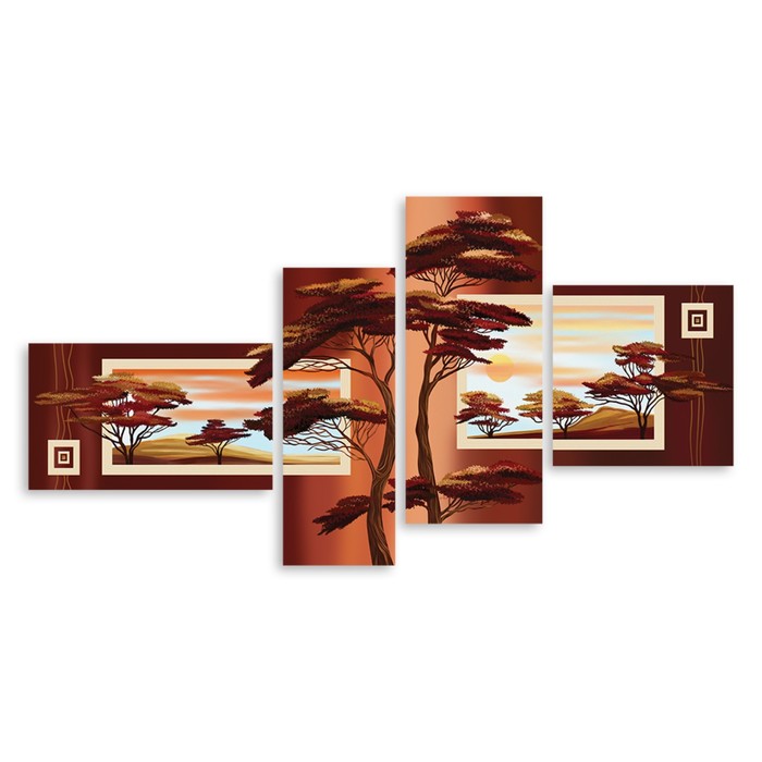 Модульная картина "Африканский пейзаж" 90*46 см