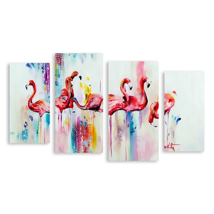 Модульная картина "Фламинго красками" 120*67 см