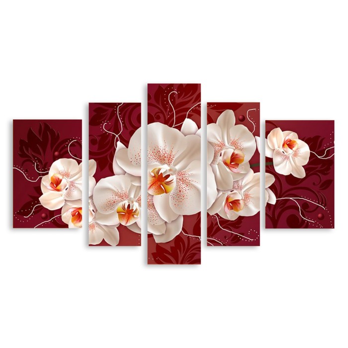 Модульная картина "Белые орхидеи" 150*83 см