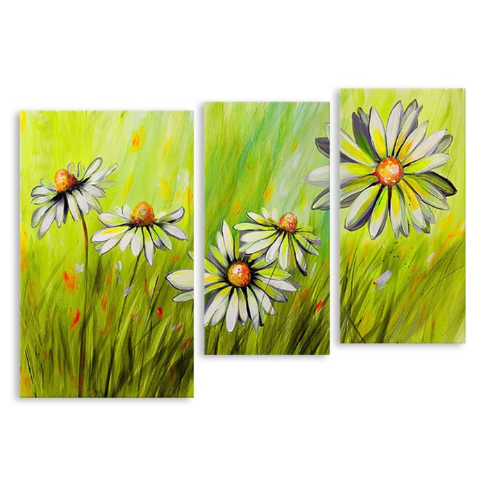 Модульная картина "Нарисованные ромашки" 120*84 см