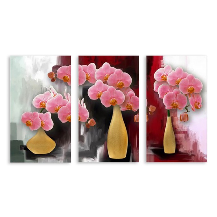 Модульная картина "Орхидеи в вазе" 90*50 см