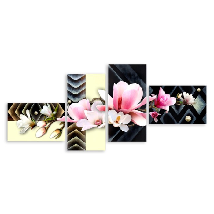 Модульная картина "Бело-розовые орхидеи" 90*38 см