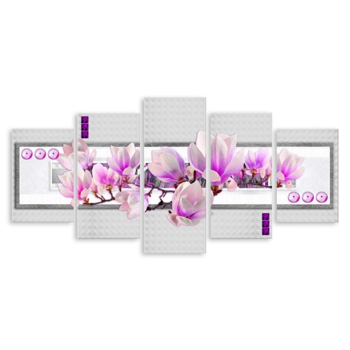 Модульная картина "Нежно-розовые магнолии" 150*68 см