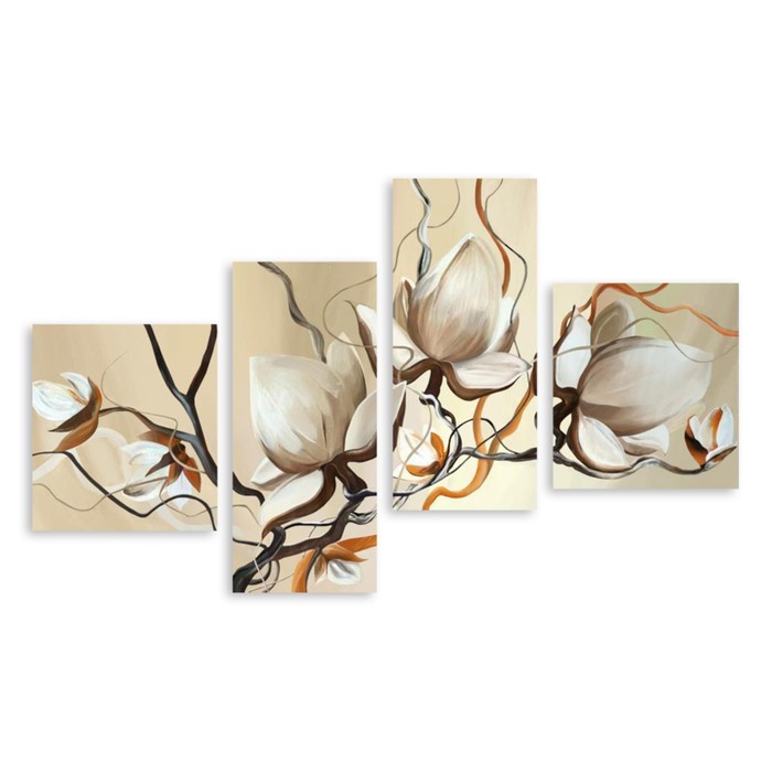 Модульная картина "Бежевые магнолии" 150*87 см