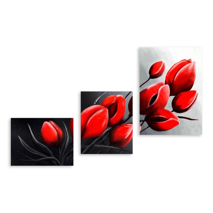 Модульная картина "Красные тюльпаны" 90*57 см