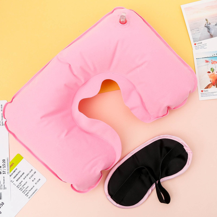 Набор дорожный "Розовые сны": подушка, маска для сна, беруши