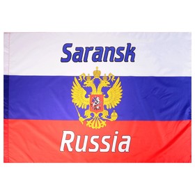 Флаг России с гербом, Саранск, 90х150 см, полиэстер Ош