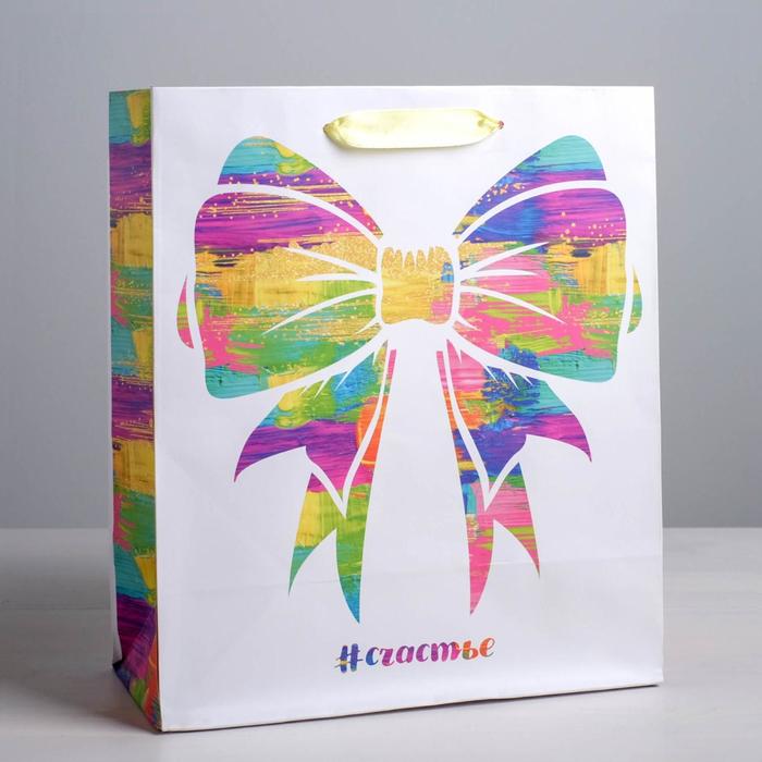 Пакет ламинированный вертикальный «Счастье», ML 23 × 27 × 11,5 см