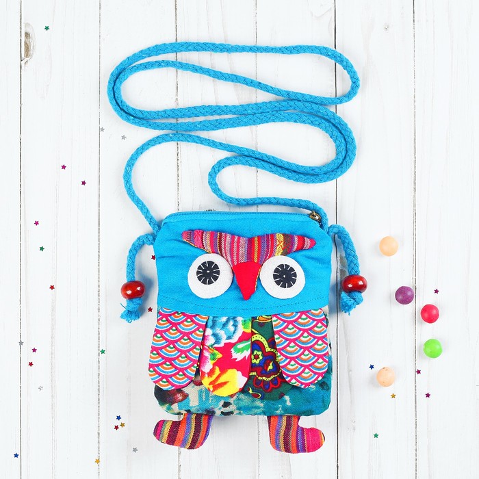 Мягкая сумочка "Совушка" лоскутная, цвета МИКС