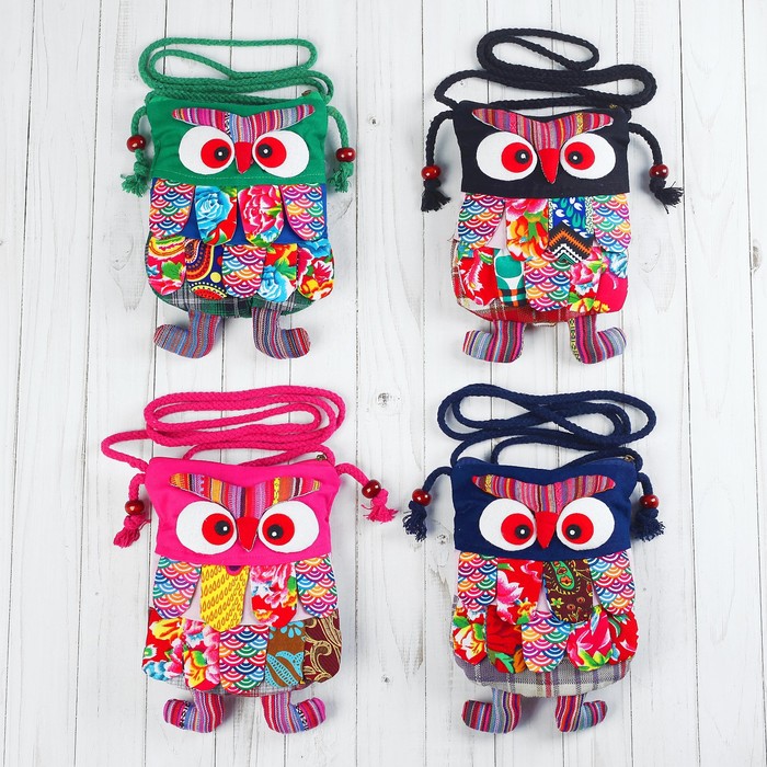 Мягкая сумочка "Совушка" лоскутная, цвета МИКС, 22 см