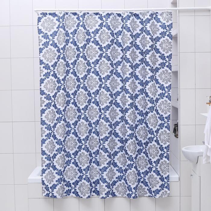 Штора для ванной "Вензель", 180х180 см, полиэстер, цвет сине-серый