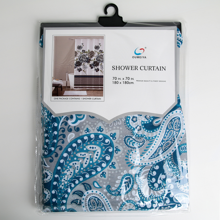 Штора для ванной "Синие огурцы", 180х180 см, полиэстер