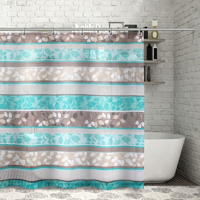 Штора для ванной "Листья", 180х180 см, полиэстер