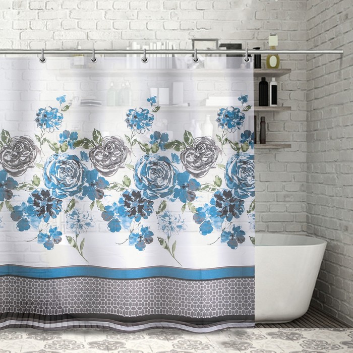 Штора для ванной "Розы, негатив", 180х180 см, полиэстер