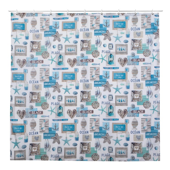 Штора для ванной "Морской элемент", 180х180 см, полиэстер
